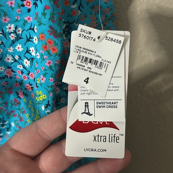 Lands End Women’s Swimdress Floral Size 4 Blue NWT - Picture 5 of 8